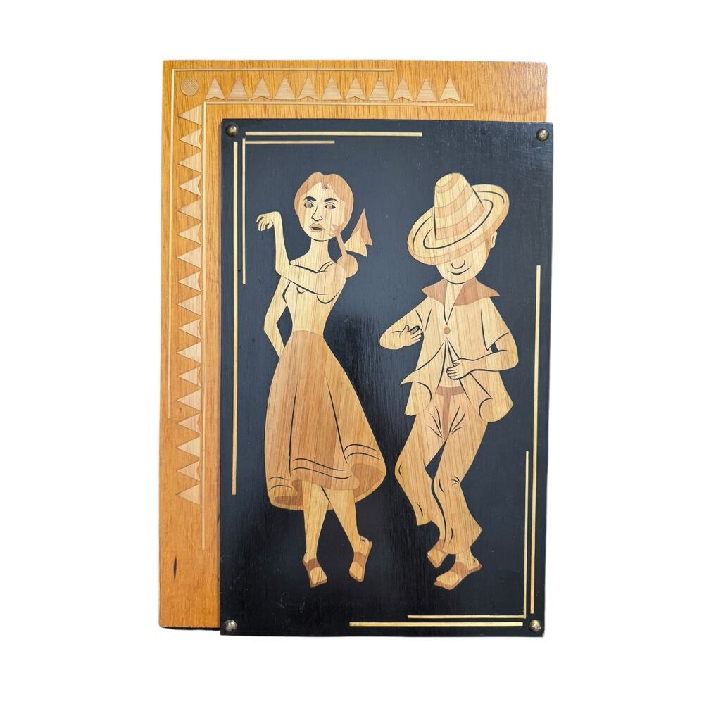 Vintage Handmade Curiosidades Tipicas Columbianas Dancers Inlaid Wood